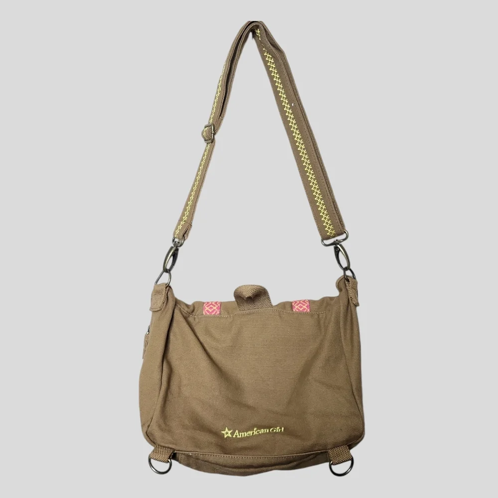 American Girl Lea Clark Embroidered Canvas Messenger Bag Brown